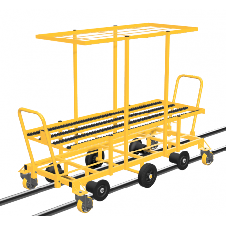 Chariot de récolte sur rails convoyeur à galets